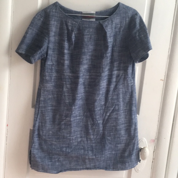 Light Blue Tunic with Pockets! Mini Shift Dress - Picture 2 of 8